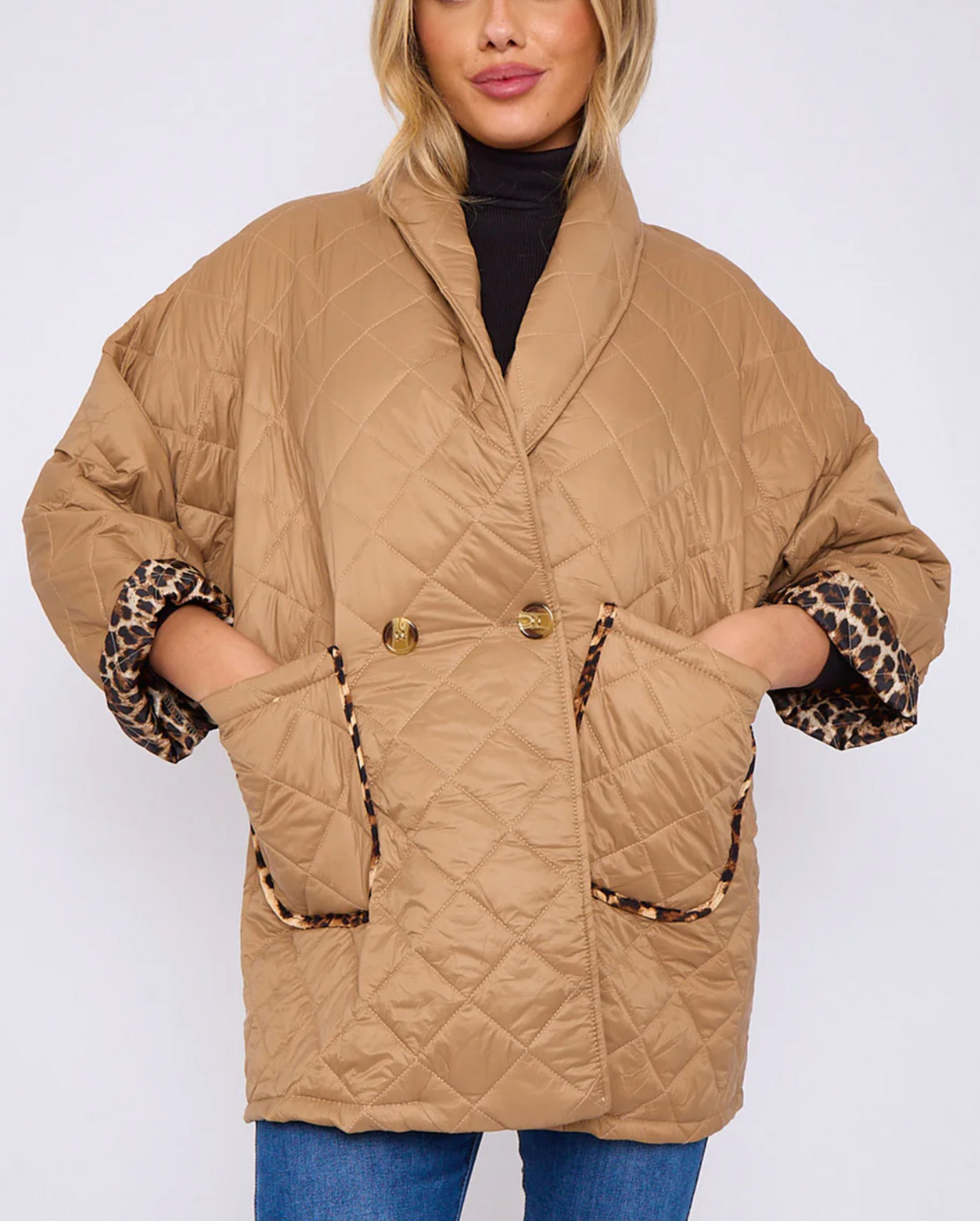 Helen Leopard Lined Quilted Jacket