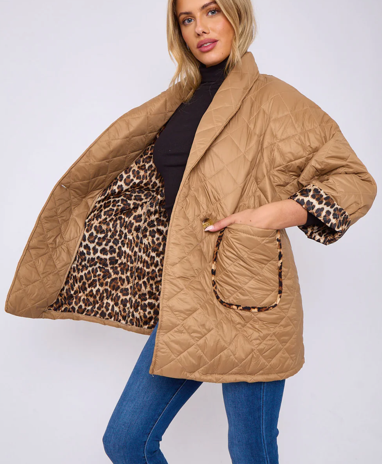 Helen Leopard Lined Quilted Jacket