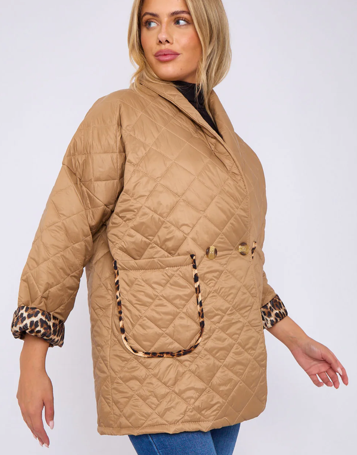 Helen Leopard Lined Quilted Jacket