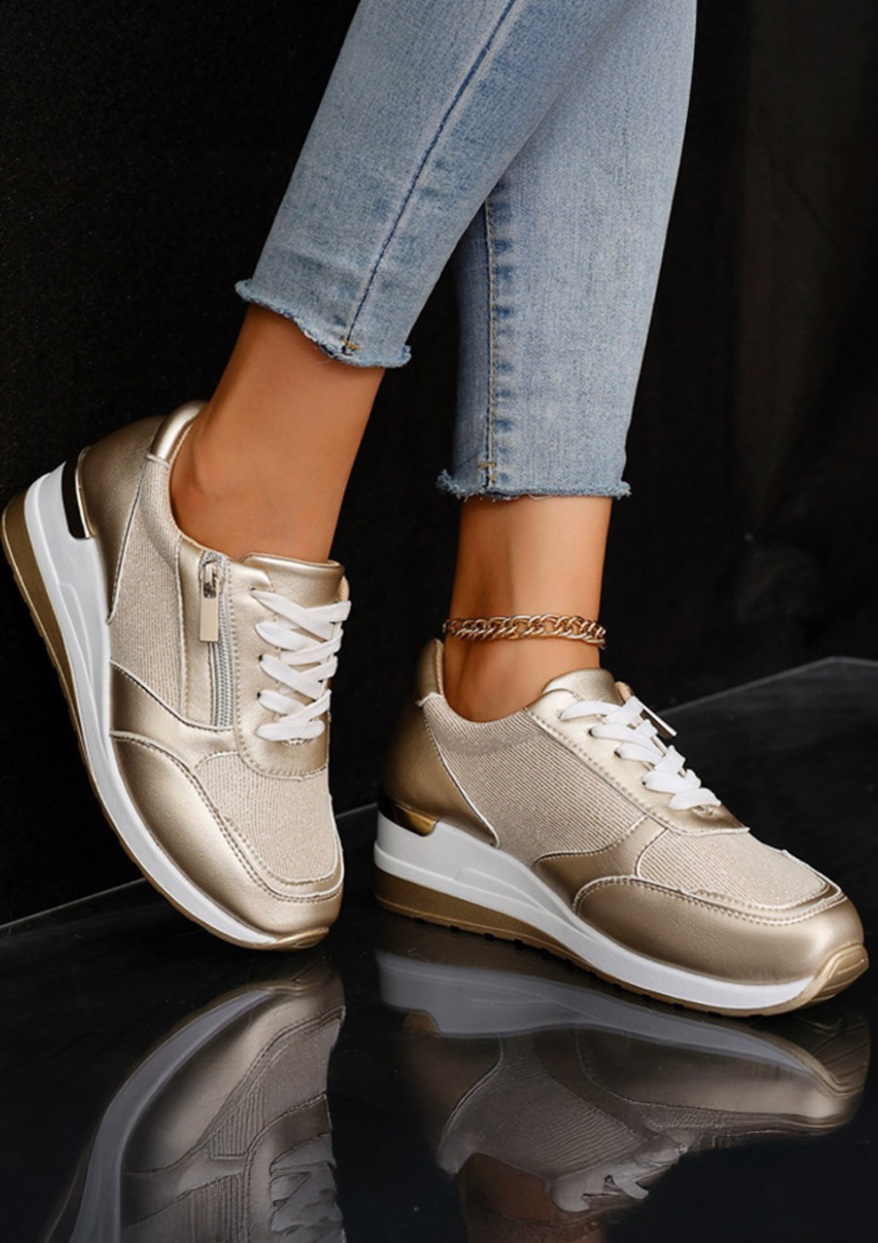PU Leather Lace UP Sneakers