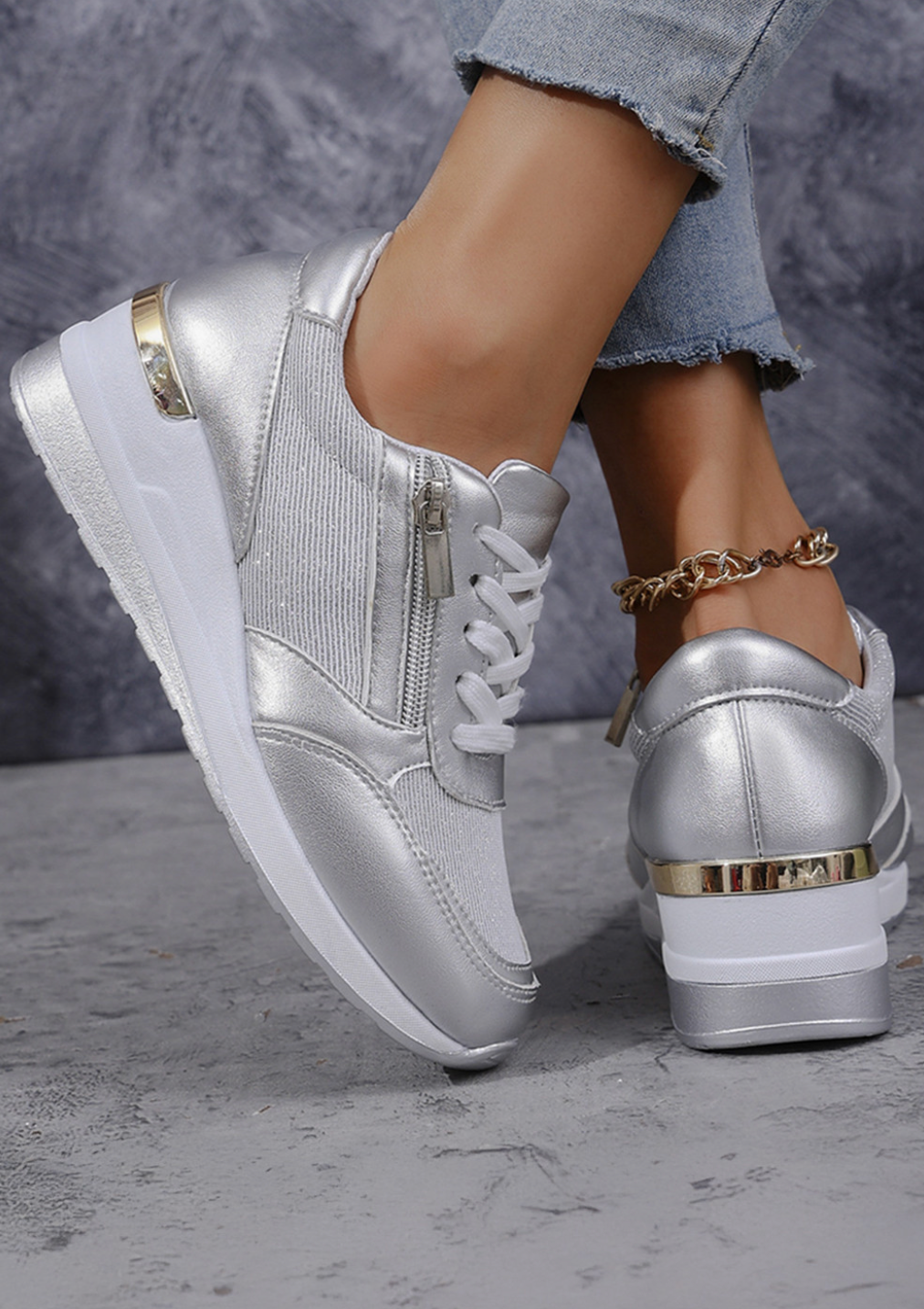PU Leather Lace UP Sneakers