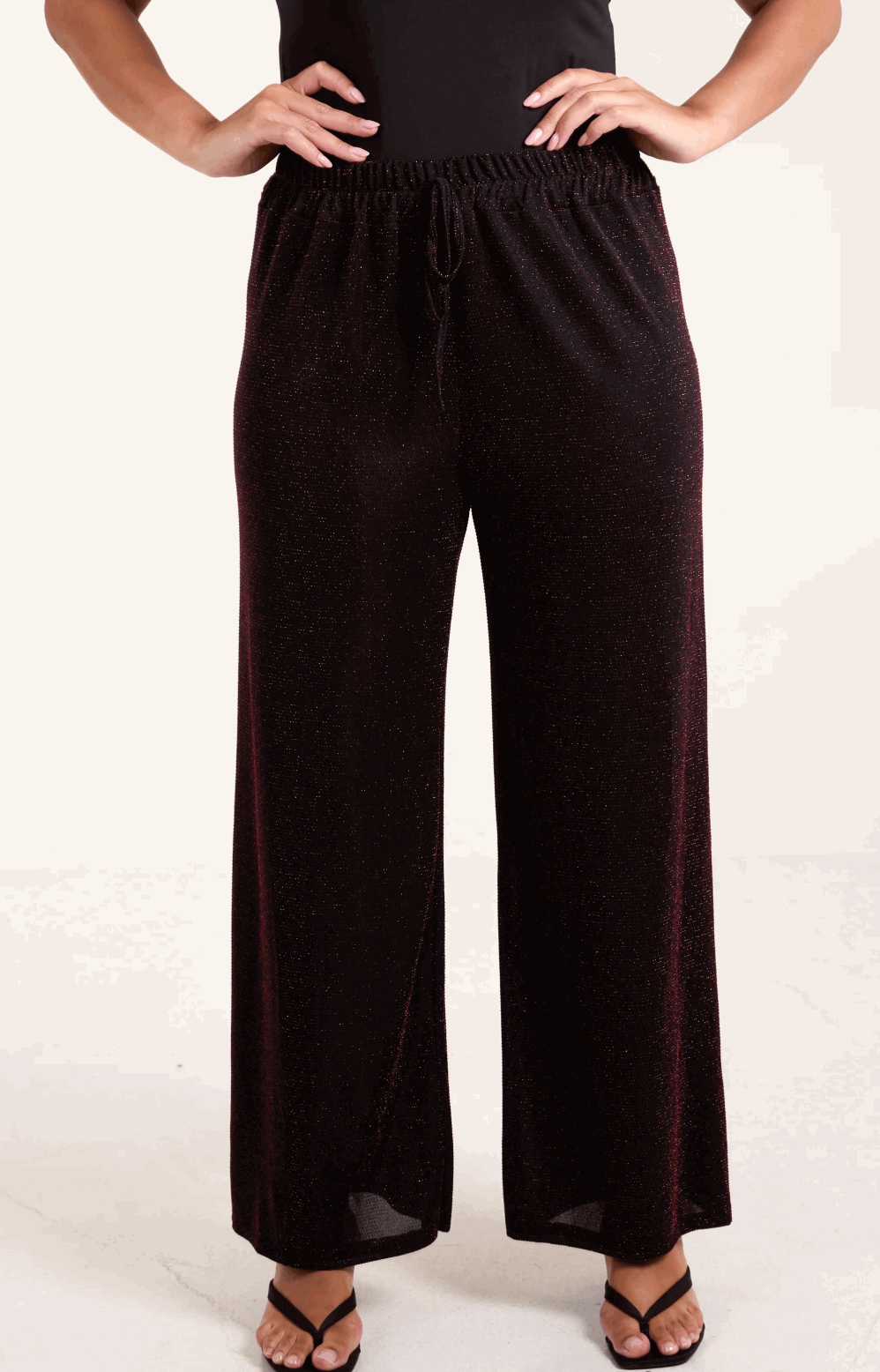 Shimmer Wide Leg Drawstring Trousers