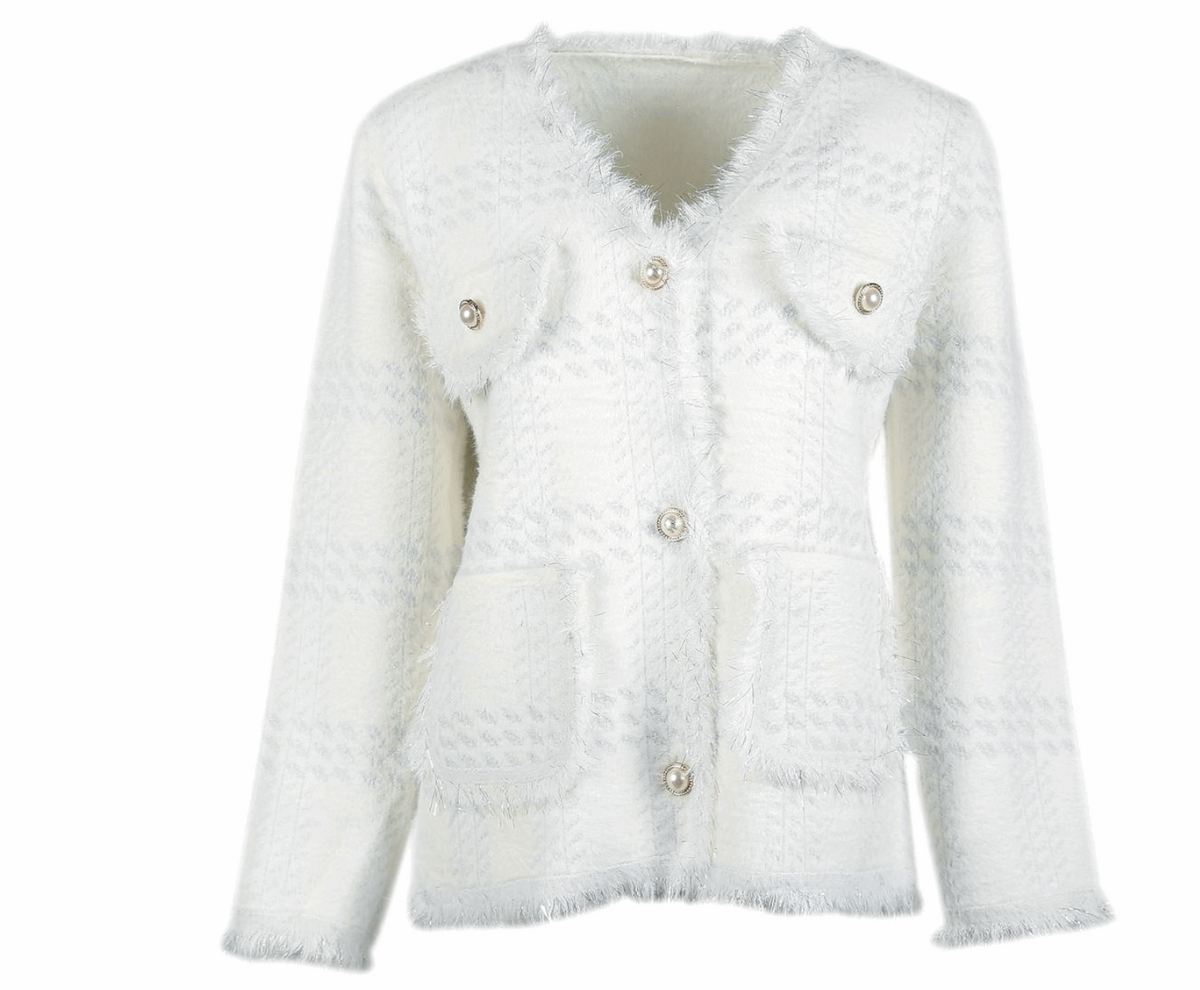 Pearl Button V Neck Cardigan