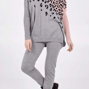 Leopard Pink and Grey Loungewear Set