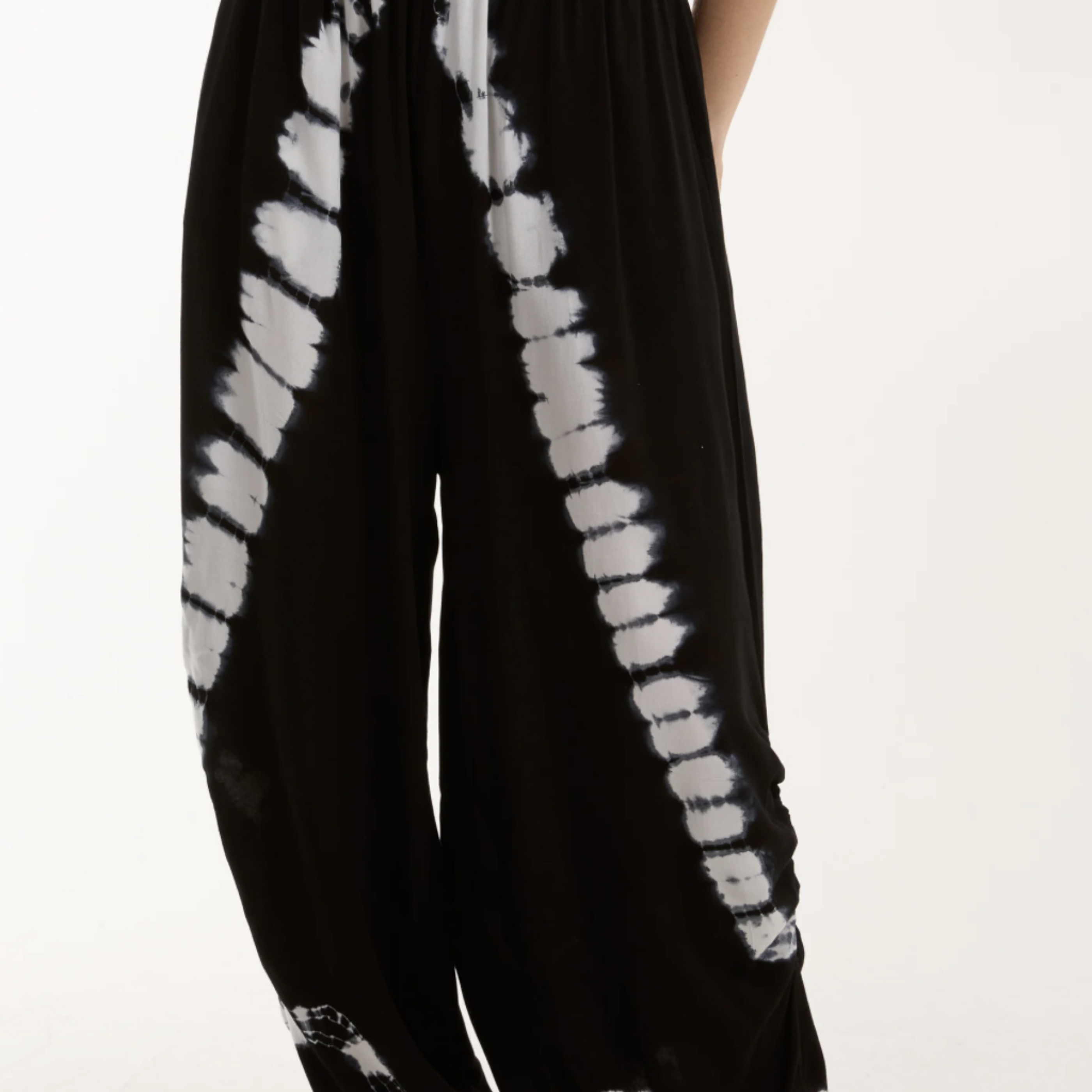 Mollie Ruched harem trouser in Tie Dye